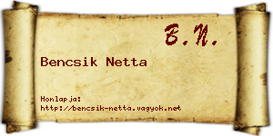 Bencsik Netta névjegykártya